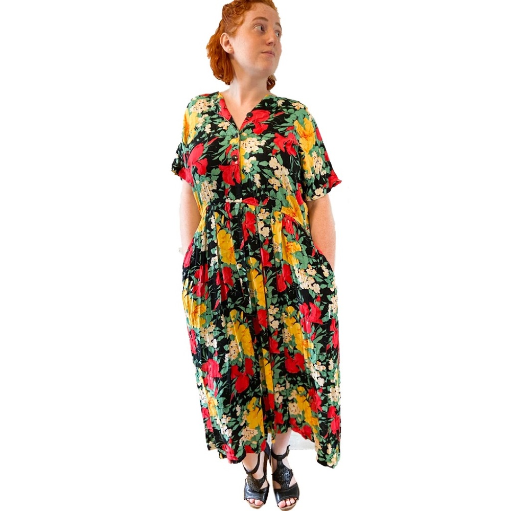 Vintage Floral Summer Midi Dress